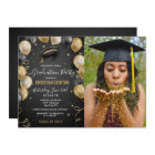 Black and Gold Balloon Graduation Party Invitation