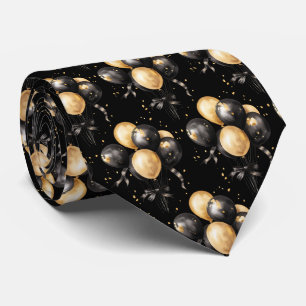 Black and Gold Balloons Neck Tie