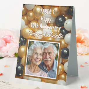 Black and Gold Balloons Personalised Anniversary