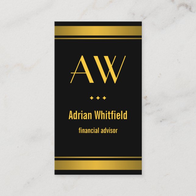 Black and Gold Bar Borders Vertical Accountant Business Card (Front)