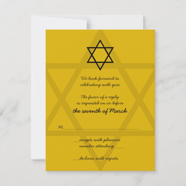 Black and Gold Bar Mitzvah Reply Card (Front)