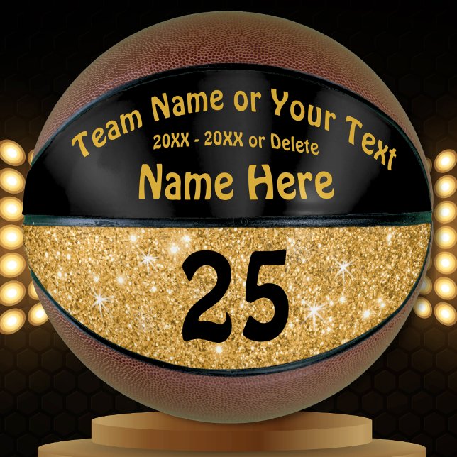 Black and Gold Basketball Personalised for Girls (Black and Gold Basketball. Basketball gifts for Her. Senior gift ideas for basketball, Personalized.)