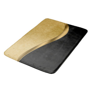 Black and Gold Bathroom Mat Large
