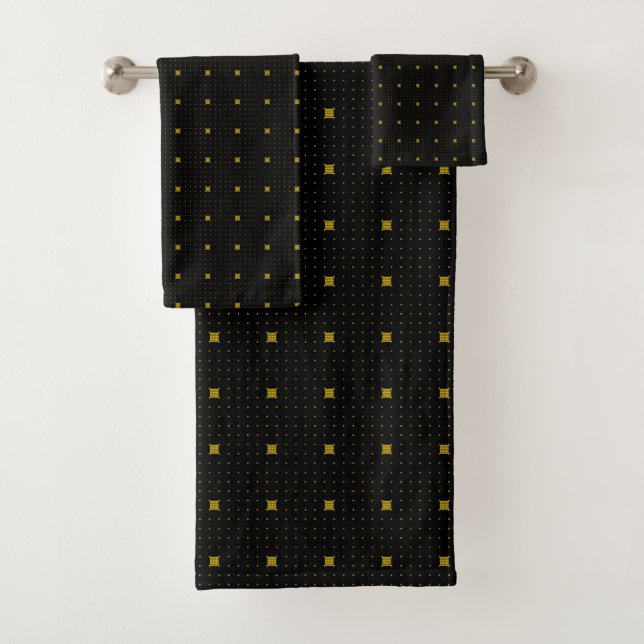 Black and Gold Bathroom Towel Set (Insitu)