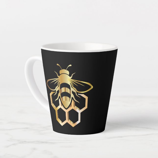 Black and Gold Bee Mug (Left Angle)