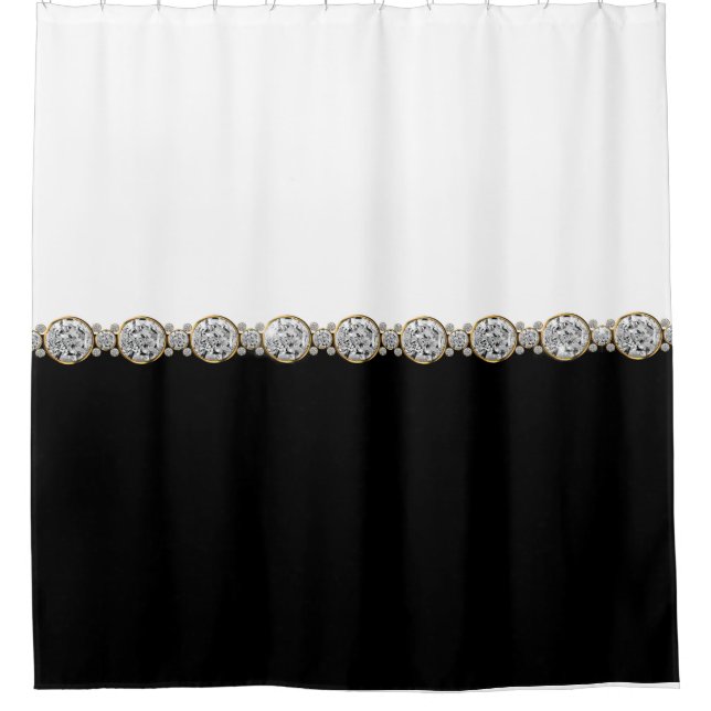 Black and Gold Bejeweled Shower Curtain (Front)