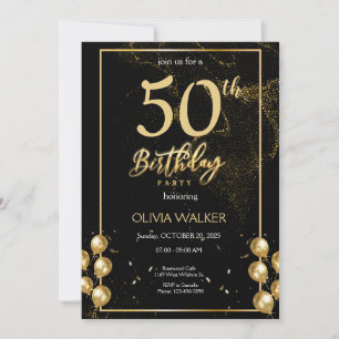 Black and Gold Birthday Invitation