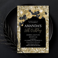 Black and Gold Birthday Invitation