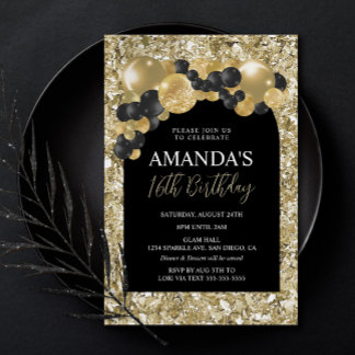 Black and Gold Birthday Invitation