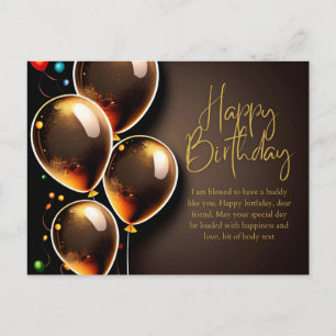 Black and Gold Birthday Invitation Postcard