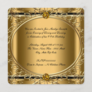 Black and Gold Birthday Party Invitation