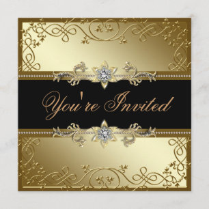 Black and Gold Black Tie Party Invitation