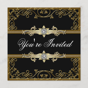 Black and Gold Black Tie Party Invitation