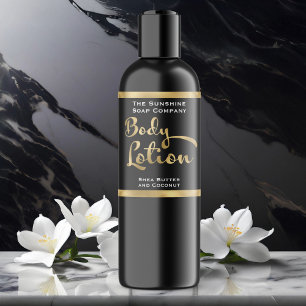 Black and Gold Body Lotion Bottle Label