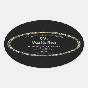 Black and Gold Border Glitter Stars Product Labels