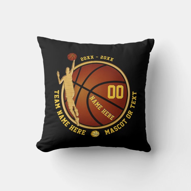 Black and Gold Boys Basketball Senior Night Gifts Cushion (Front)