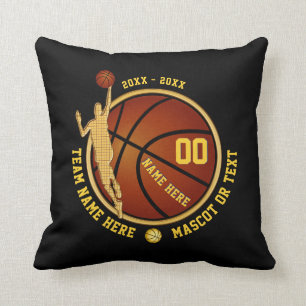 Black and Gold Boys Basketball Senior Night Gifts Cushion
