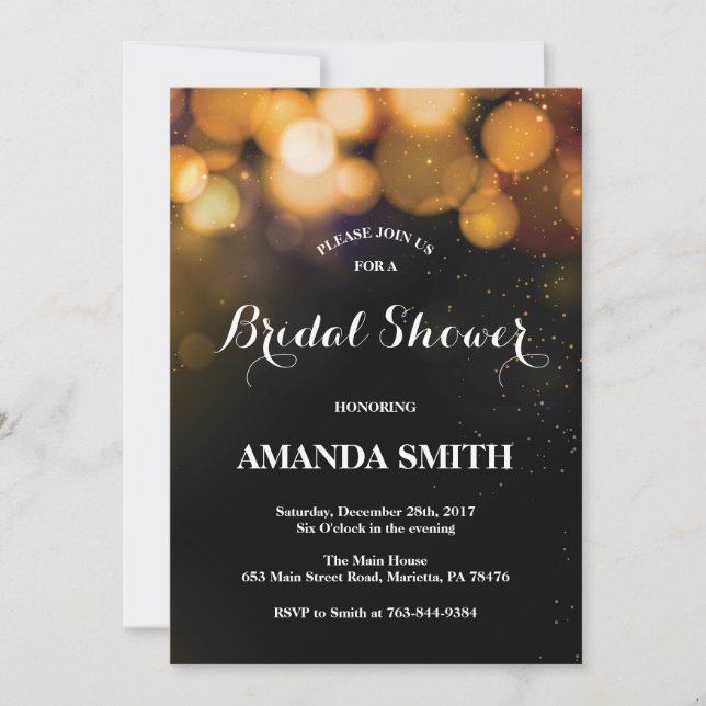 Black and Gold Bridal Shower Invitation (Front)