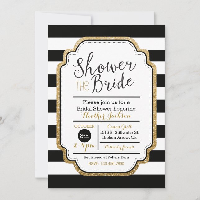 Black And Gold Bridal Shower Invitation (Front)