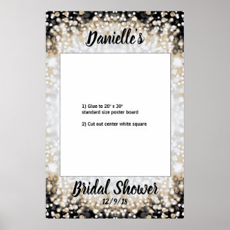 Black and Gold Bridal Shower Photo Booth Frame Poster