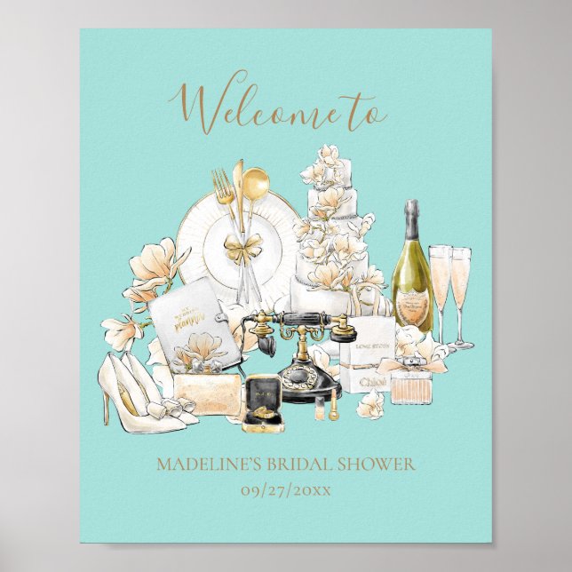 Black and Gold Bridal Shower Welcome Sign (Front)