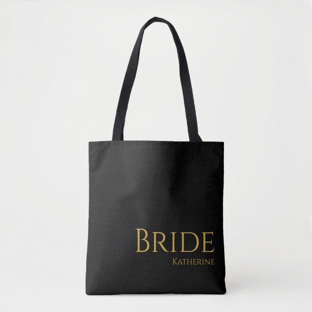 Black and Gold-Bride- Tote Bag (Front)