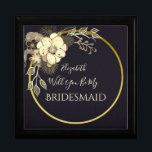 Black and Gold Bridesmaid Proposal Box<br><div class="desc">Elegant black Bridesmaid proposal box with rustic gold flowers. Perfect choice for contemporary chic fall or winter weddings!</div>