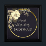 Black and Gold Bridesmaid Proposal Box<br><div class="desc">Elegant black Bridesmaid proposal box with rustic gold flowers. Perfect choice for contemporary chic fall or winter weddings!</div>