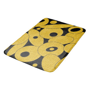 Black and Gold Bubble Orbs bath mat