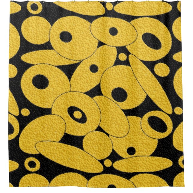 Black and Gold Bubble Orbs Shower Curtain (Front)