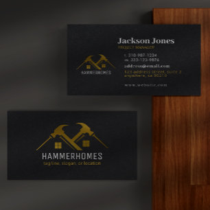 Black and Gold Building Home Tools Business Cards 