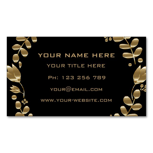Black and Gold Business Card Magnet Template (Front)