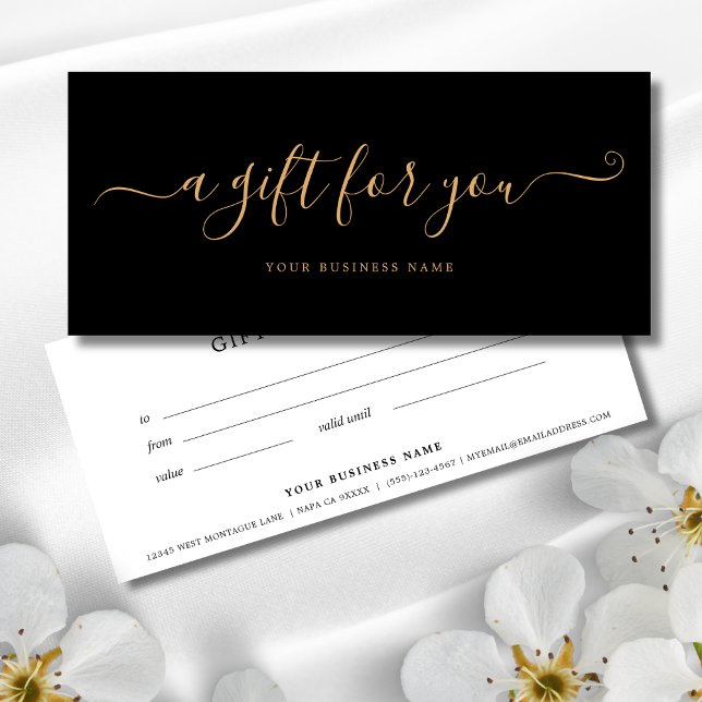 Black and Gold Business Gift Certificate Simple  (Black and Gold Business Gift Certificates)