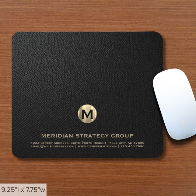 Black and Gold Business Monogram Mouse Mat (Creator Uploaded)