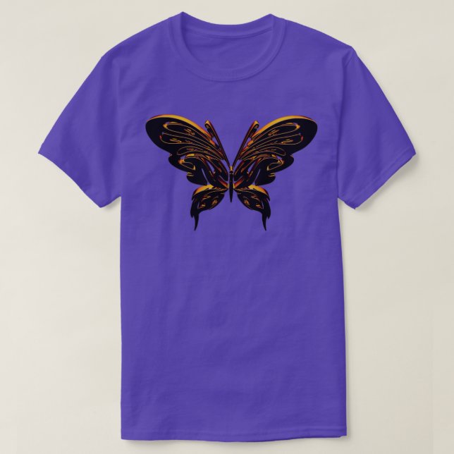 Black and Gold Butterfly on Dark Backgrounds T-Shirt (Design Front)