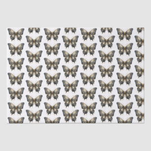 Black and Gold Butterfly White Pattern Halloween Tissue Paper