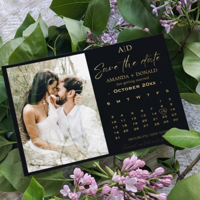 Black and Gold Calendar Wedding Save the date (Creator Uploaded)