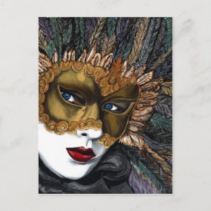 Black and Gold Carnival Mask  by PSOVART Postcard