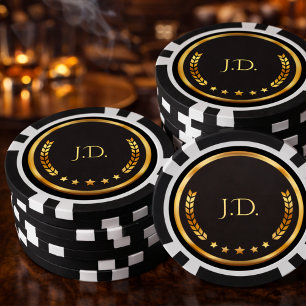 Black and Gold Casino Themed Poker Party Chips