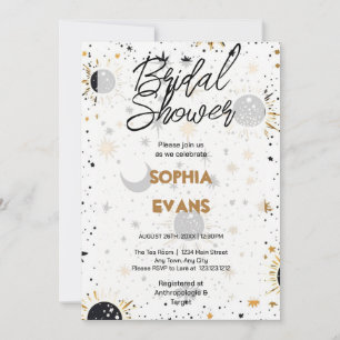 Black and Gold Celestial Bridal Shower Invitation