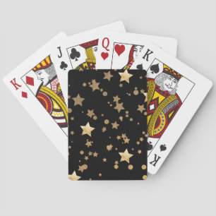 Black and Gold Celestial Stars and Polka Dots Playing Cards