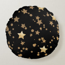 Black and Gold Celestial Stars and Polka Dots