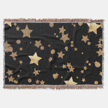 Black and Gold Celestial Stars and Polka Dots