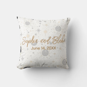 Black and Gold Celestial Wedding Cushion