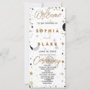 Black and Gold Celestial Wedding Program