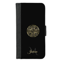 Black and Gold Celtic Knot iPhone Wallet Case