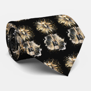 Black and Gold Champagne Bottles & Flutes Neck Tie