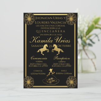 Black and Gold Charra Invitation