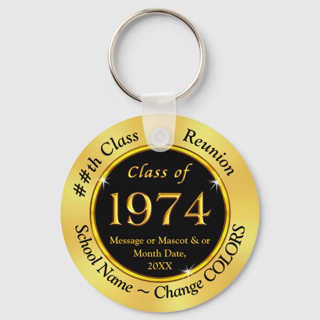Black and Gold Cheap, Class of 1971 Party Favours Key Ring (Front)