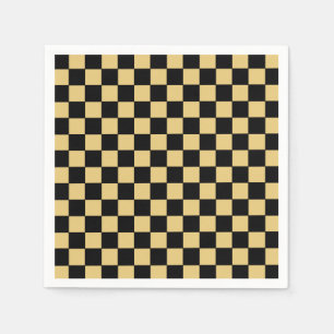 Black and Gold Checkered Napkin